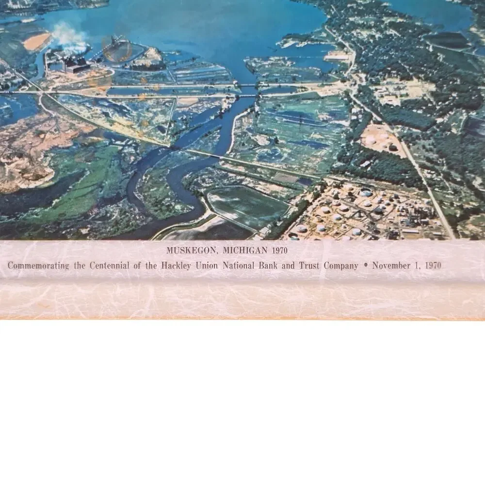 Vintage 1970 Hackley Bank Muskegon Michigan Lake Michigan Serving Tray - Picture 3 of 9
